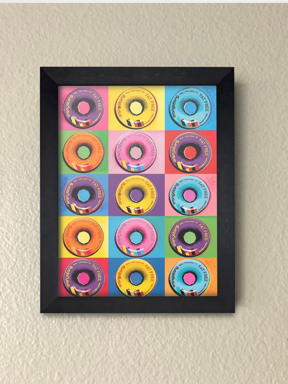 Skate Wheels Pop Art Wall Art – Orangutan Skateboarding Framed Print